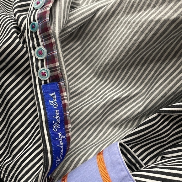Robert Graham X flip cuff striped button shirt business standout suit sz Lg c - Picture 5 of 13